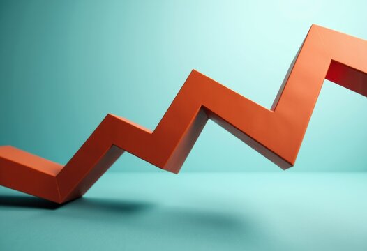 Orange zigzag graph symbolizing growth and progress on a teal background