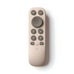 Matte pastel beige 3D wireless remote control integrates ergonomic sculpted form optimizing user interface interaction