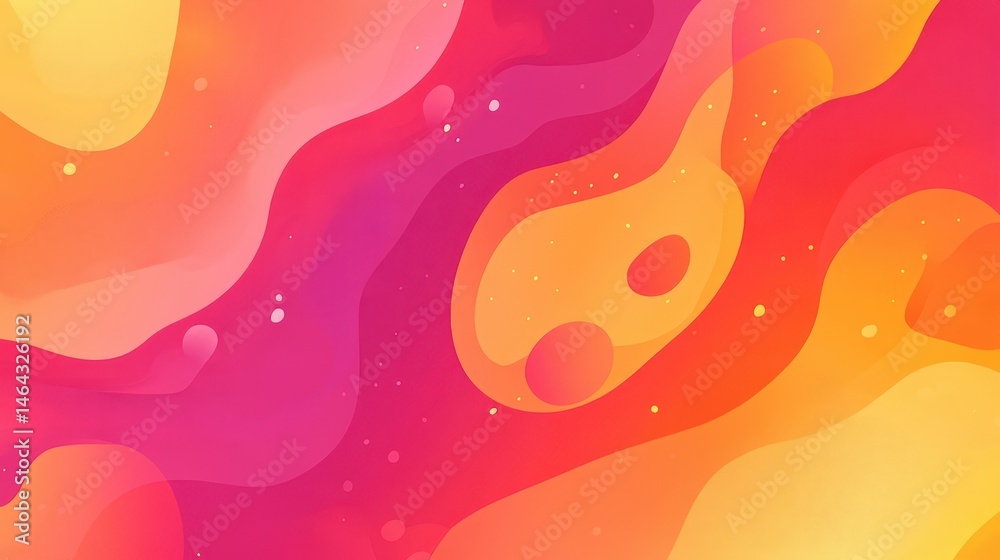 Fototapete a lava lamp-inspired fluid background with floating blobs of red, pink, and orange forming organic, 