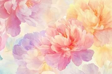 Fototapeta premium Floral watercolor painting with pastel colors for backgrounds and decorations