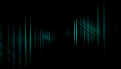 Abstract 3D render of fading light rays in dark corridor