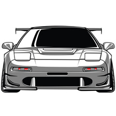 This is a clean and modern vector illustration of a car. The design features smooth lines and bold colors, making it ideal for use in digital projects, advertisements, or infographics. 