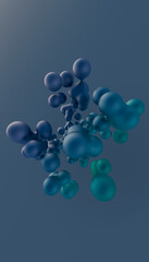 Floating spheres in blue hues on a gradient background