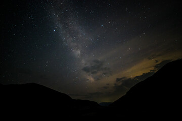 Starry Night Over Bosnia and Herzegovina &ndash; Nighscape Above Mountain Landscape