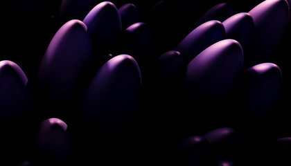 Fototapeta premium Dark purple abstract 3D render of smooth oval shapes