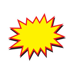 Red and yellow starburst stickers. Pop art funny bang bubble. Blank sale tags. Cartoon comic style.