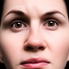 Someone biting lip nervously eyes wide with anticipation or anxiety before performance or event