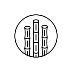 Bamboo stalk icon symbolizing bio bamboo material used in eco friendly pillow packaging sustainable bedding branding and natural fiber labeling line icon in vector with editable stroke