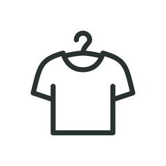 T shirt on a hanger line icon, fresh clothes vector symbol with editable stroke