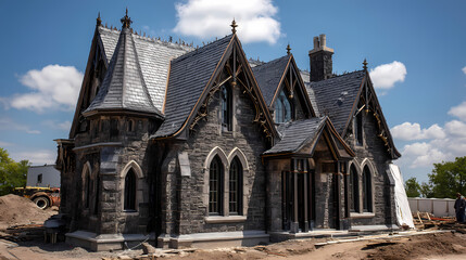 Gothic Revival House Under Construction with Timeless Design and Elegant Features Ready for Future Residency