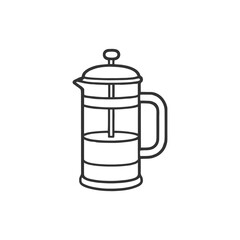 Minimal French press coffee maker icon