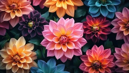 Obraz premium A group of colorful large-petaled flowers arranged 
