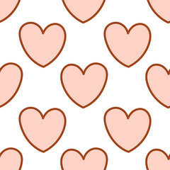 Seamless pattern of pastel beige hearts background