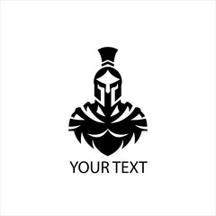Spartan Warrior Vector Logo Silhouette Isolated on White Background