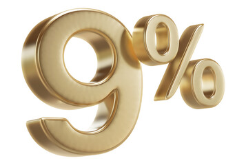 9 Percent off Sale Discount Golden Number