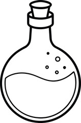 Simple Round Glass Potion Bottle Line Art Illustration