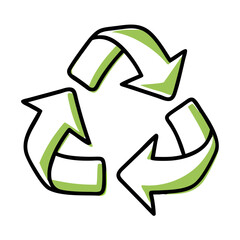 Recycling symbol in a simple and vibrant design representing sustainability and eco-friendliness