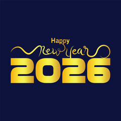2026 Happy New Year logo text design vector trendy. Premium Vector