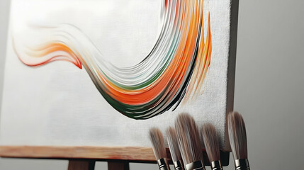 Abstract Painting With Vibrant Colors And Brushstrokes On Canvas