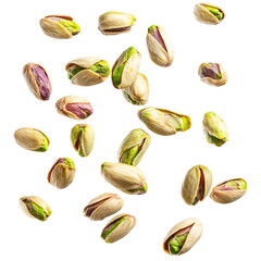falling pistachio nuts Isolated on White Background