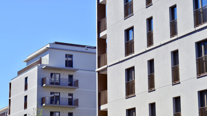 Modern new residential apartment house building complex. Exterior view of modern apartment...
