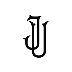 JU monogram logo design letter text name symbol monochrome logotype alphabet character simple logo