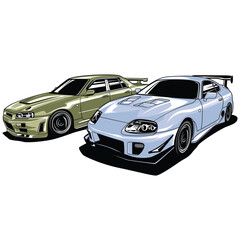 This is a clean and modern vector illustration of a car. The design features smooth lines and bold colors, making it ideal for use in digital projects, advertisements, or infographics. 