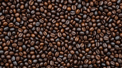 Dark Roast Ground Coffee Beans Ready for Brewing,  High Angle View