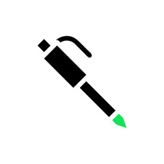 Stylized depiction of a pen with minimalist color and vector graphics