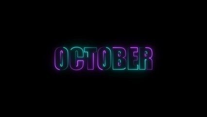 October lettering illustration with modern glow effect.