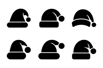 Santa hats christmas holiday season vector icons