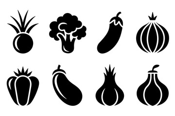 Assortment of fresh vegetables and fruits icons