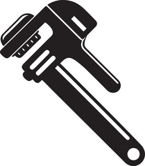 industrial pipe wrench silhouette, black and white silhouette, vector and illustration