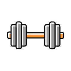 Dumbbell icon in a simple style with bright colors representing fitness and exercise 