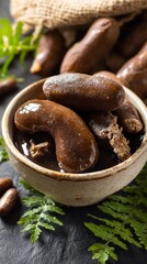 Sweet Brown Candied Fruits In Bowl