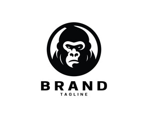 Gorilla logo design in clean flat black and white