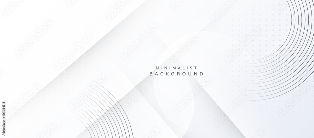 Poster Modern white abstract background with geometric layers and circular lines