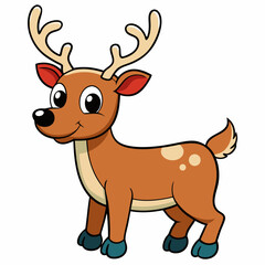 Cartoon illustration of a cute reindeer with antlers
