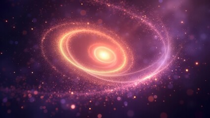 Obraz premium Glowing purple and golden spiral with flowing energy particles, fantasy cosmic style