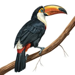 Fototapeta premium toucan on a branch isolated on white