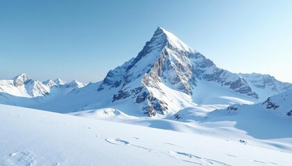 Snow-covered mountain peak, pristine white landscape , pure, winter wonderland