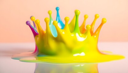 Obraz premium Vibrant splashing paint crown studio art photography colorful environment close-up creative expression