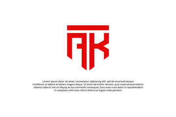 letter a k or k a shield minimal logo