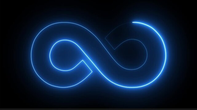 Infinity symbol icon with endless loop design on black background.