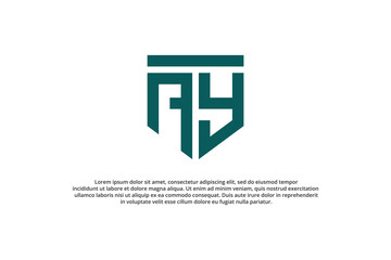 letter a y or y a shield minimal logo
