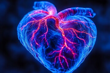 Human heart representation with arteries veins