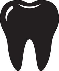 tooth silhouette, black and white silhouette, vector and illustration