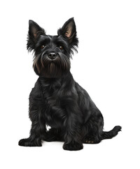 A cute, isolated, black and white terrier puppy, a small canine pet