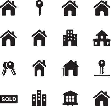 Real state icons set illutation vector .