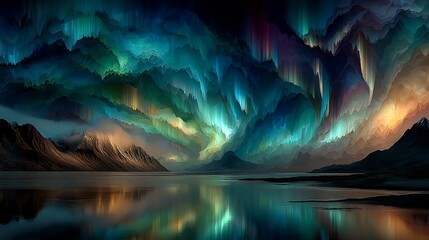 Fototapeta premium Ethereal Aurora Dreamlike Arctic Landscape.
